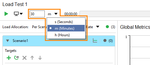 Setting the test duration