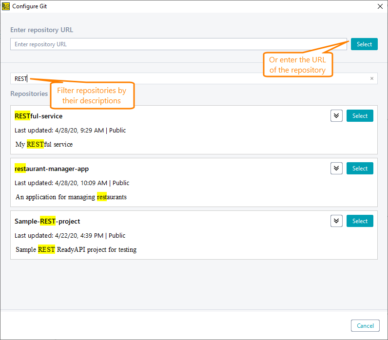 Select GitHub repository