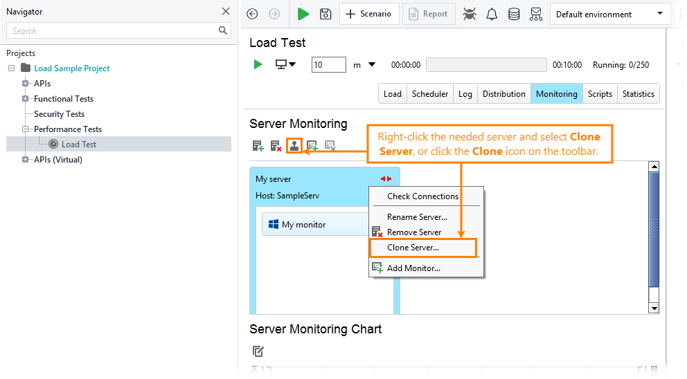 API load testing with ReadyAPI: Clone Server