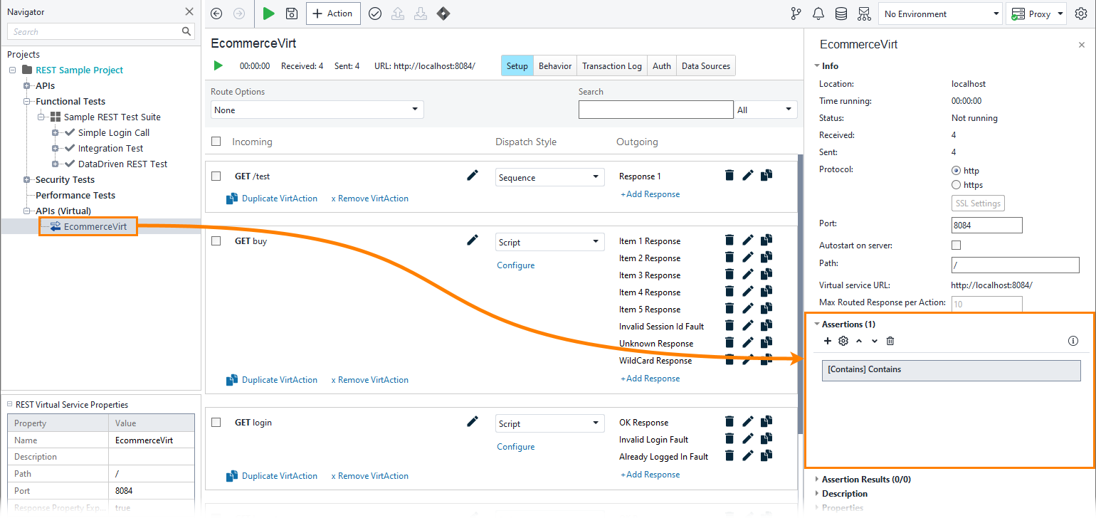 APIs (Virtual): The Assertions panel