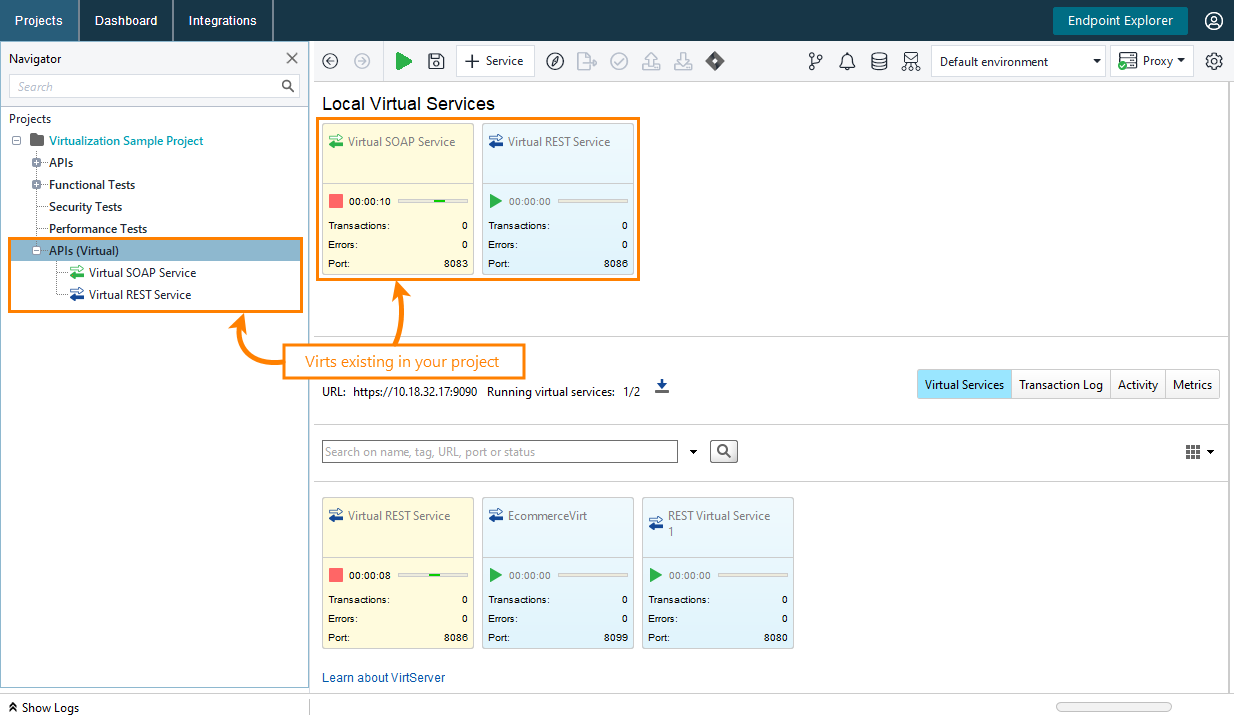 Service virtualization and API testing: Virtual services in ReadyAPI Virtualization