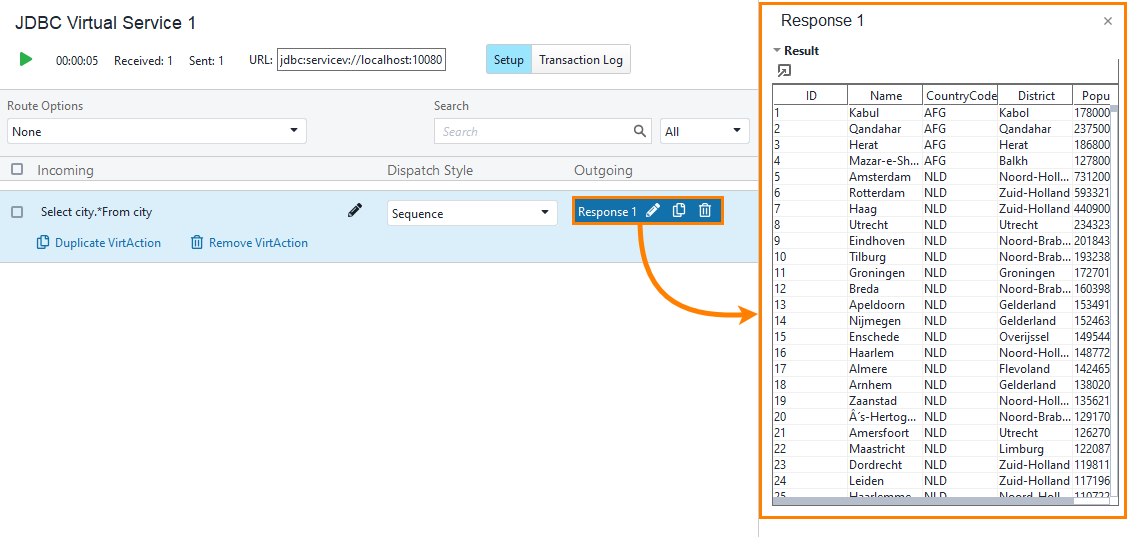 JDBC service virtualization and database testing: Edit the response