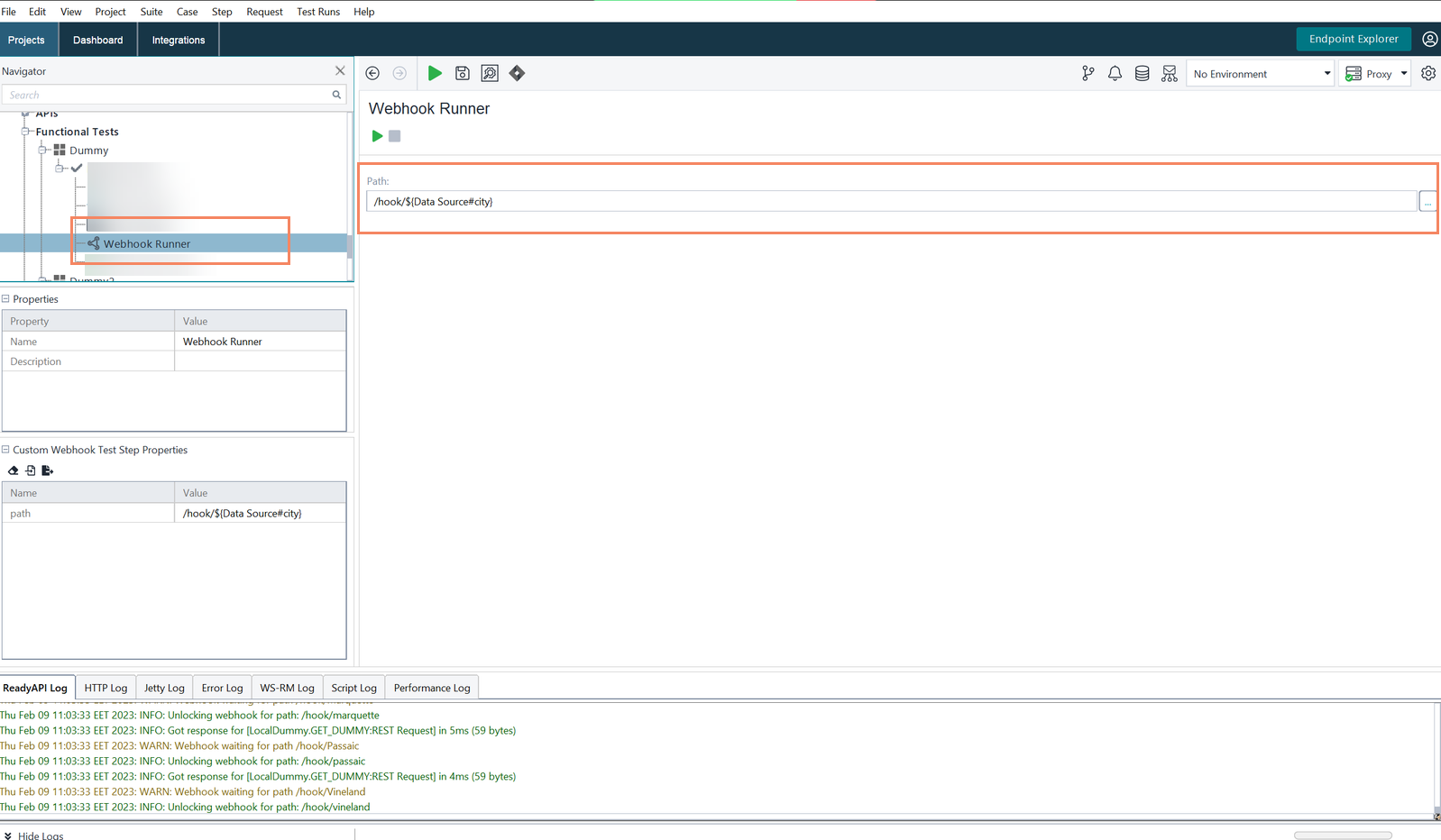 Edit Webhook Runner Test Step