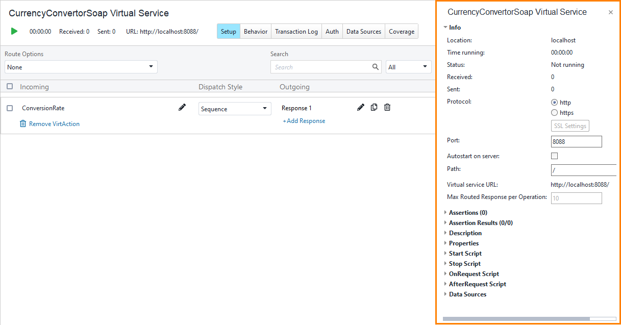 Service virtualization and API testing: Virtual API properties