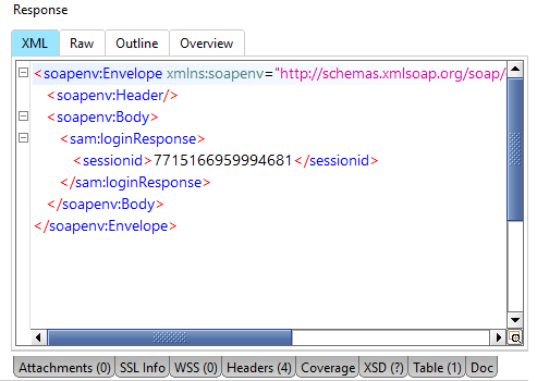 The XML panel
