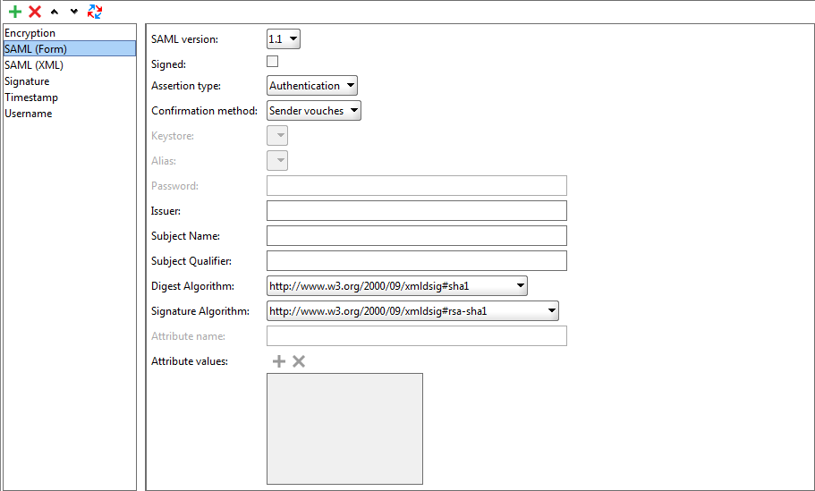 SAML (Form) entries