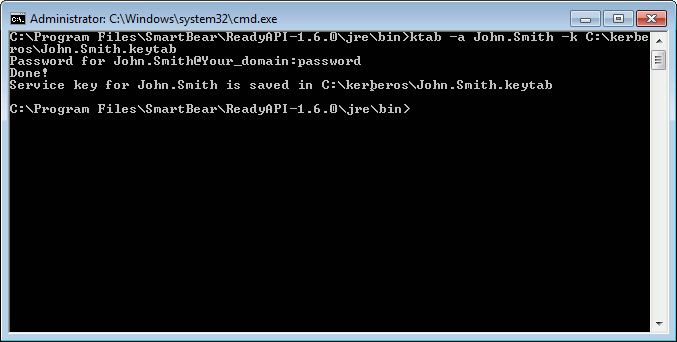 API testing with ReadyAPI: Generating a .keytab file