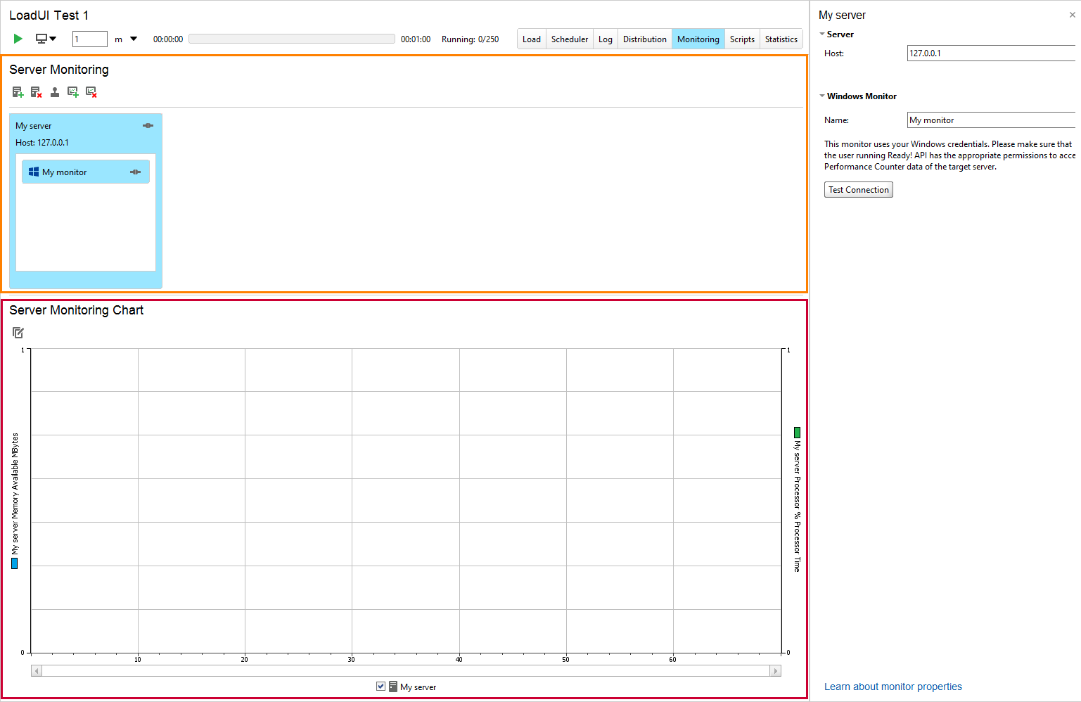 API load testing with ReadyAPI: The Monitoring Page