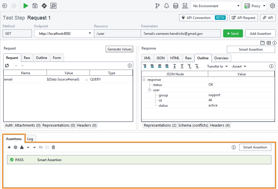 ReadyAPI: The REST request with the assertion