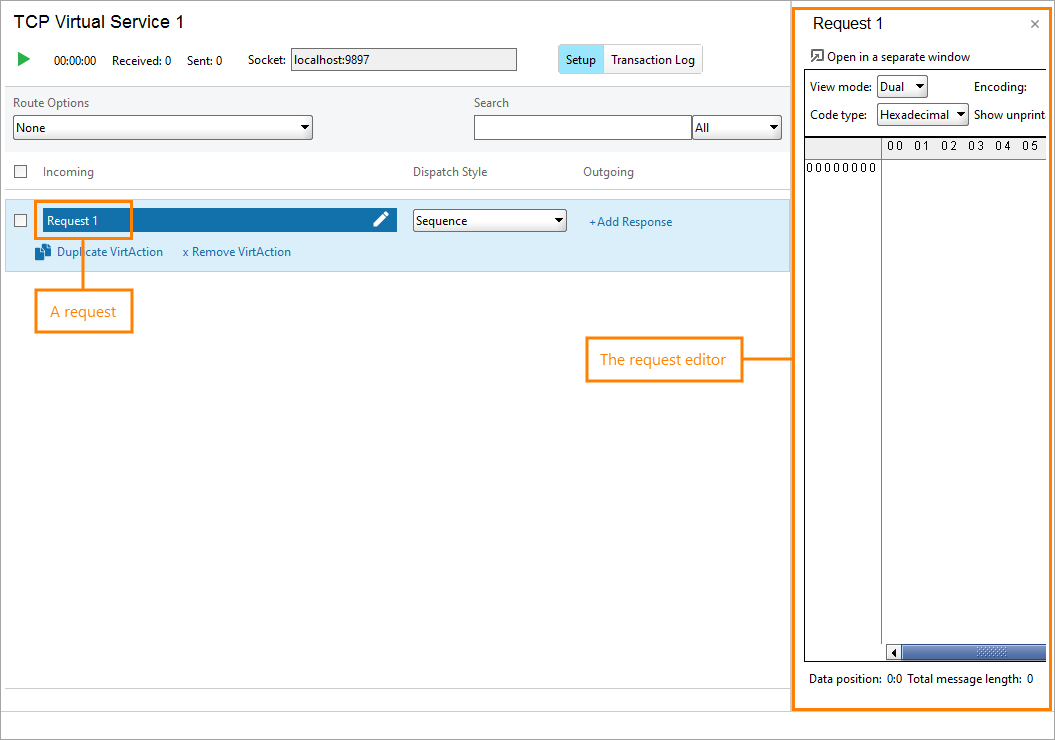 The TCP request and its editor