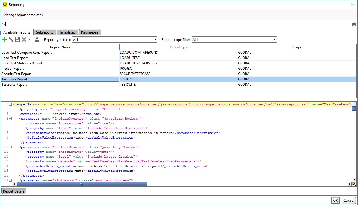 Available Reports tab