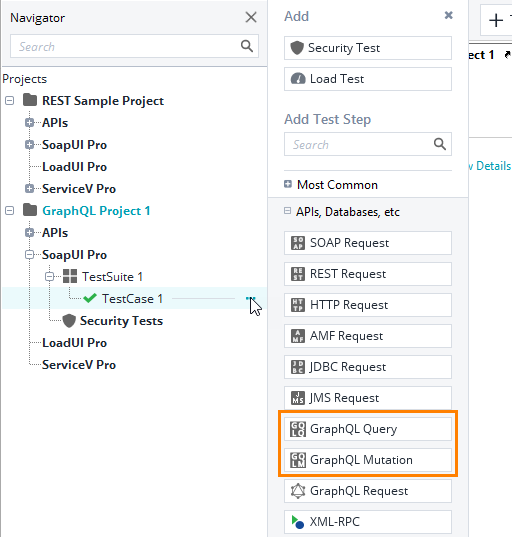 New GraphQL test steps
