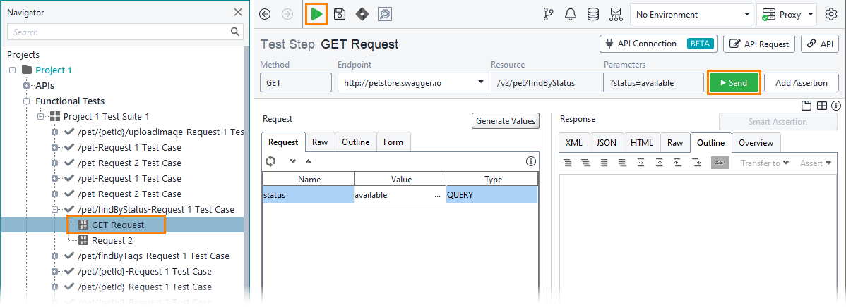 Functional testing of web services with ReadyAPI: Run a request