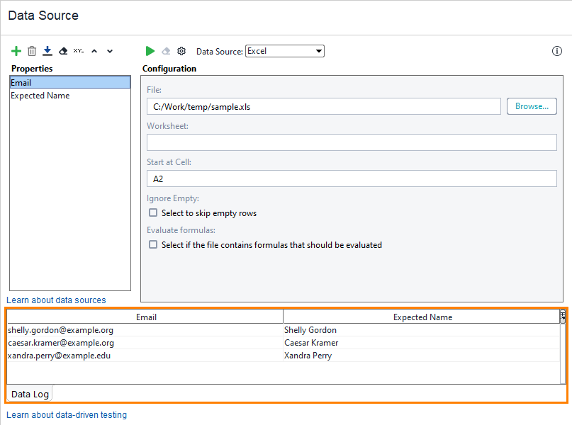 ReadyAPI: Run results in the Data Log