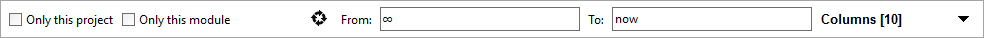 The toolbar on the History page