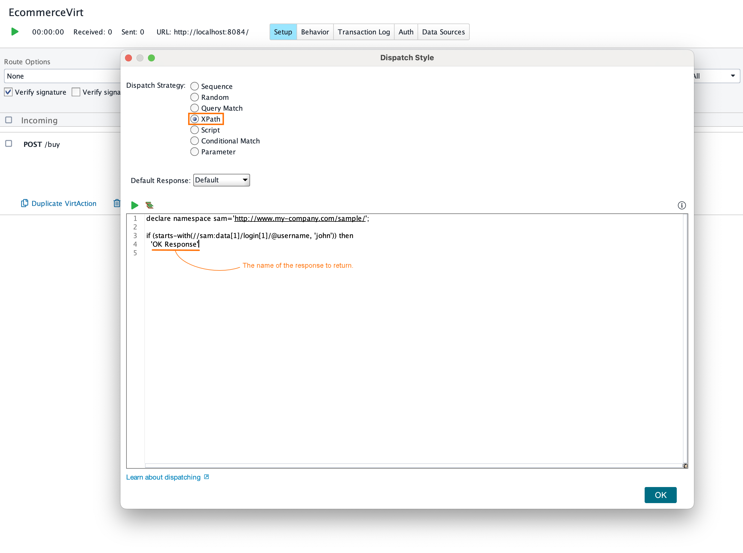 Service virtualization and API testing: Properties of the XPath dispatch strategy