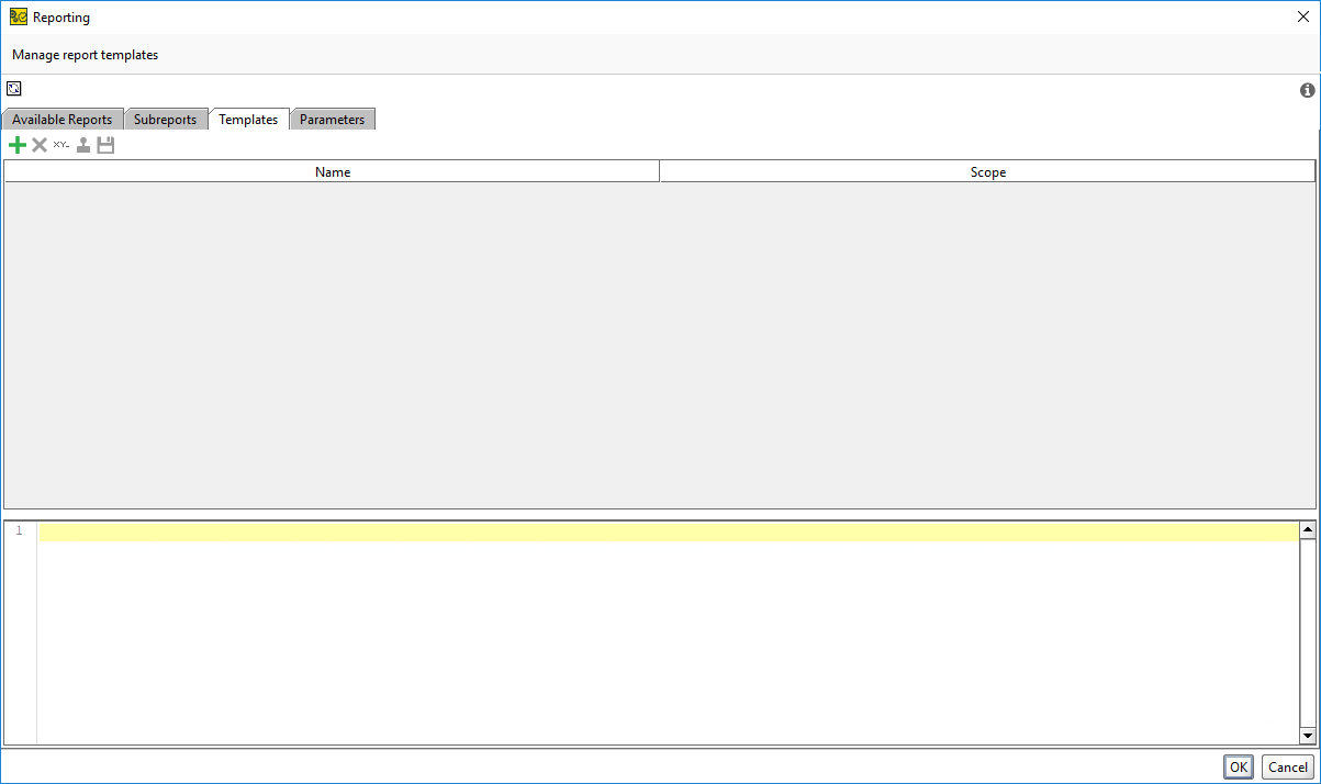 ReadyAPI: The Templates tab of the Reporting window