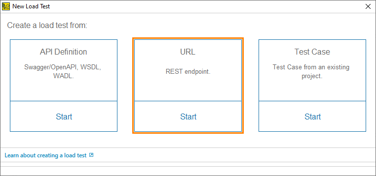 API load testing with ReadyAPI: New Load Test