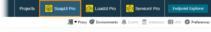 SoapUI in the top navigation menu