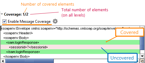 Service virtualization and API testing: Coverage results of a response of a SOAP virtual service Service virtualization and API testing: Coverage results of a response of a SOAP virtual service