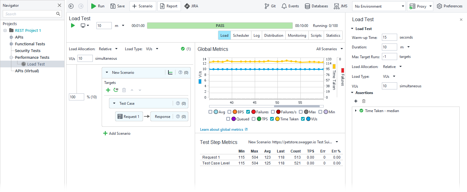 API load testing with ReadyAPI: Default Load Profile Parameters