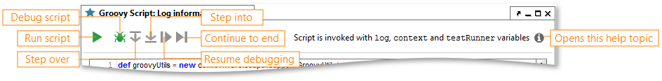 Groovy test step toolbar