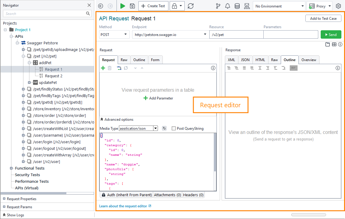 Functional API testing with ReadyAPI: Template requests