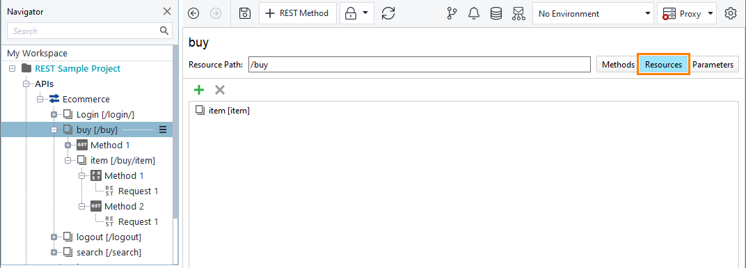 The REST Resources page