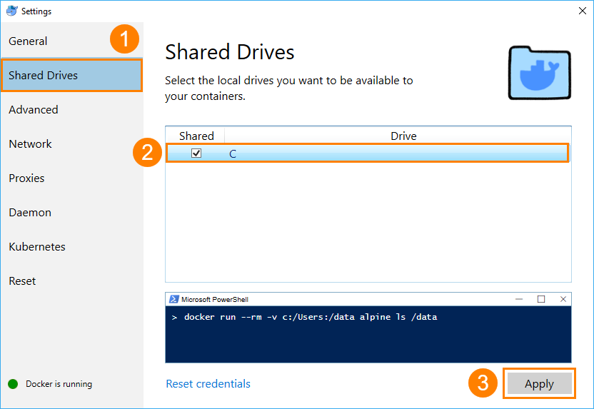 Docker image: Docker context menu