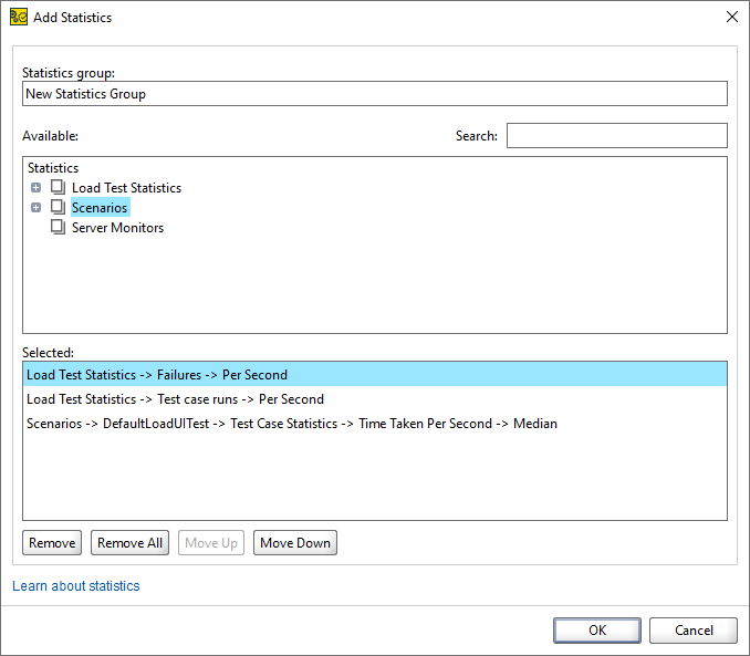 The Add Statistics Dialog