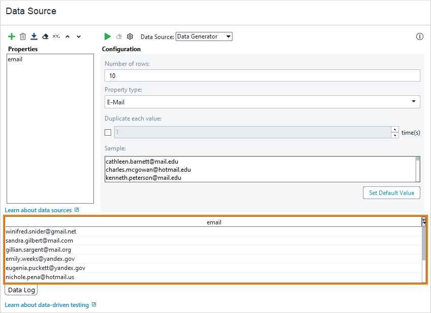 ReadyAPI: Data log results