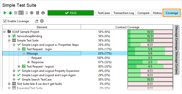 Coverage testing of web services: SOAP coverage testing results