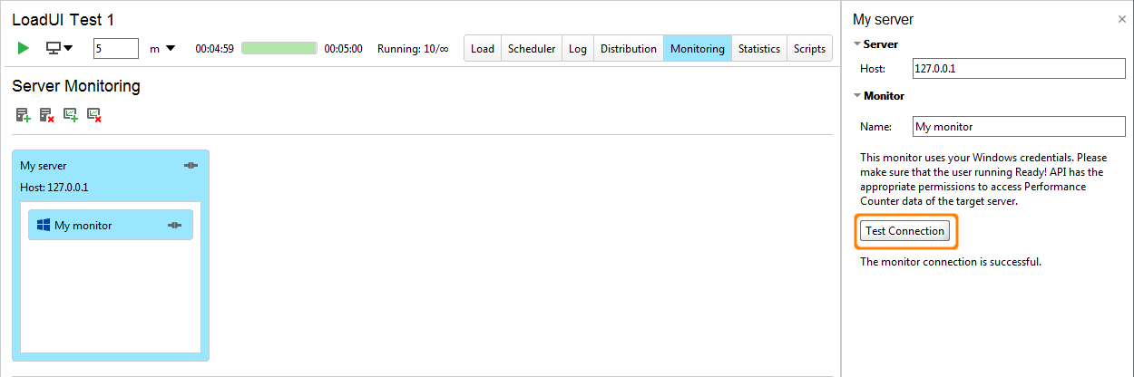 API load testing with ReadyAPI: Test Connection