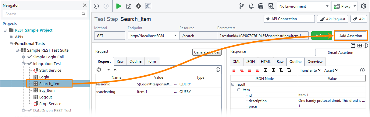 Functional tests: The Add Assertion button