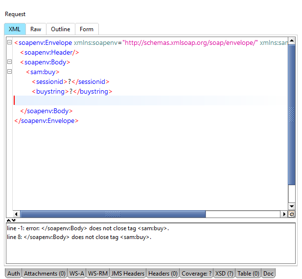 The XML validation failed