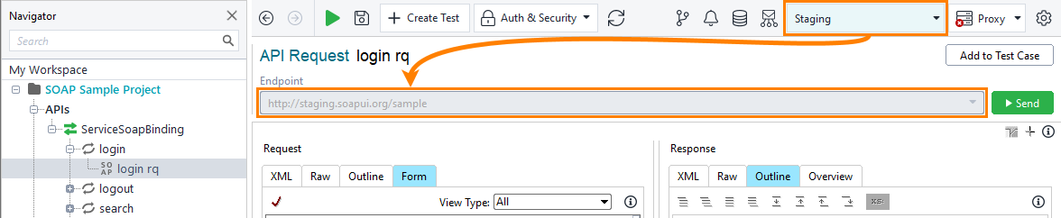 Testing SOAP APIs in ReadyAPI: Set endpoins with environments