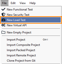 API load testing with ReadyAPI: New Load Test