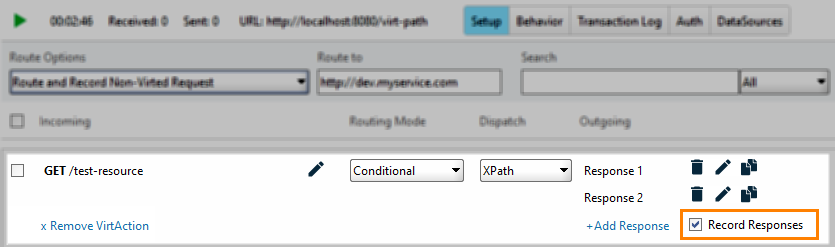 Service virtualization and API testing: Recording responses