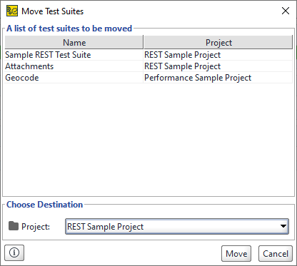 Move TestSuites dialog