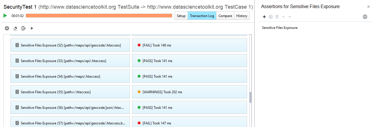 Sensitive Files Exposure Assertion: Scan results