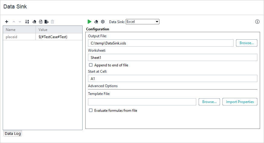 Excel data sink
