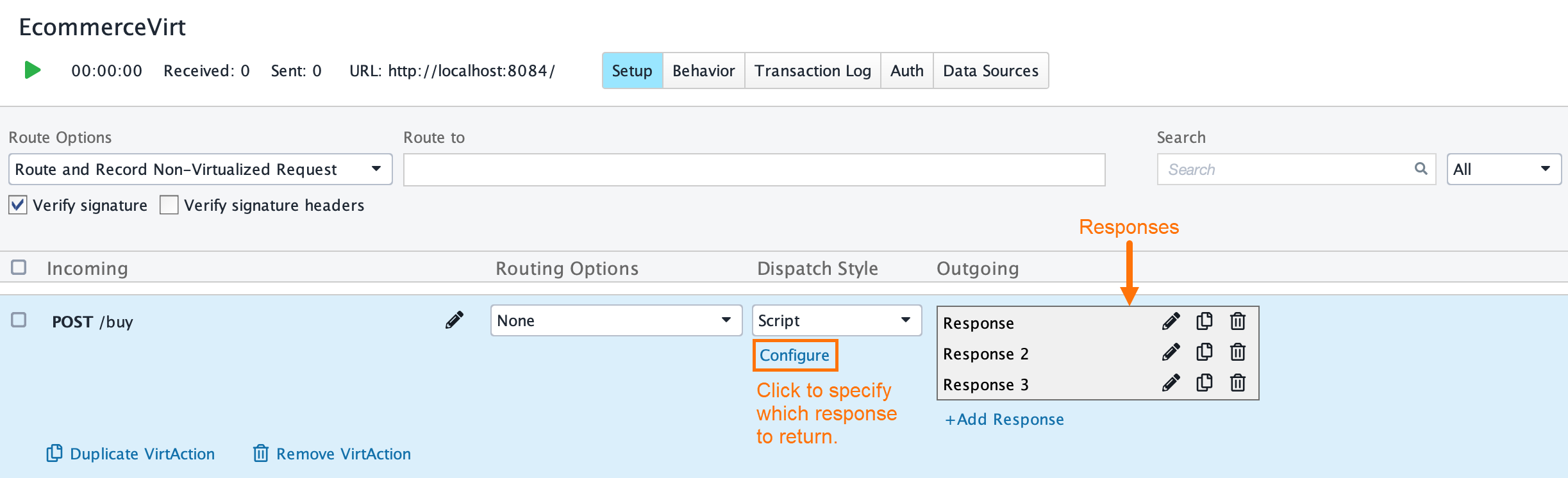 Configuring response dispatch settings