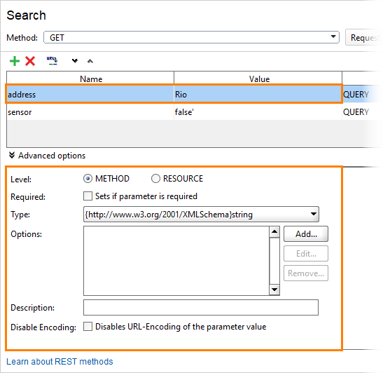 The parameter Options